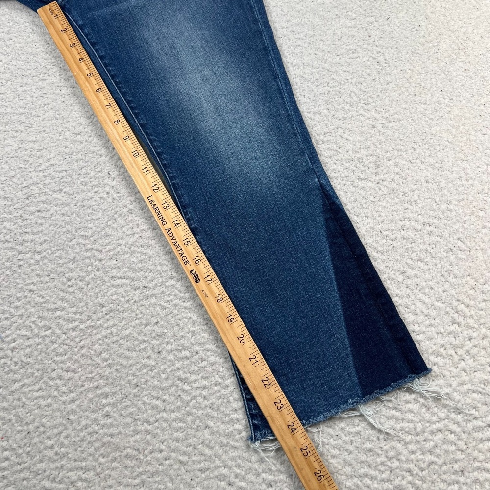 Miss Me Jeans Womens‎ 31 *29 Crop Slim Bootcut Raw Hem Boho Denim Blue Two-Tone - Picture 6 of 11